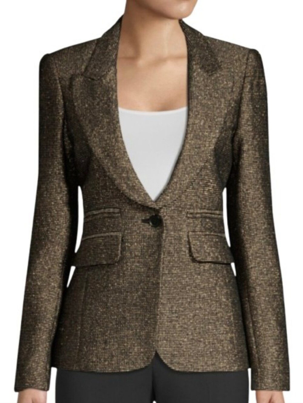 SMYTHE Peaked Lapel Metallic Gold Blazer
